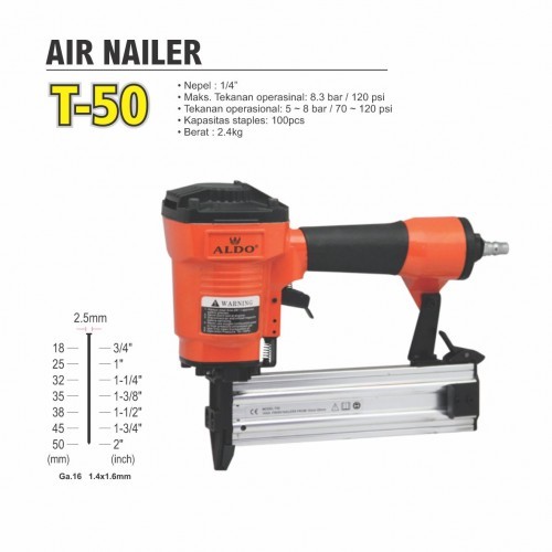 AIR NAILER T50 ALDO / Alat Paku Tembak T50 Pakai Angin (compressor)
