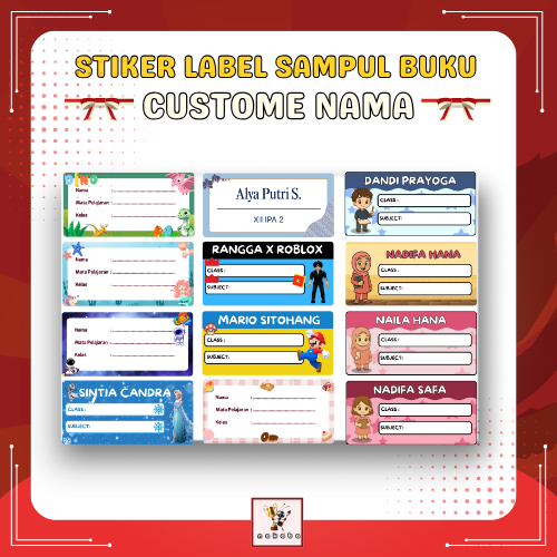 

Stiker Label Buku Pelajaran Custom Nama dan Sekolah Isi 44 Pcs
