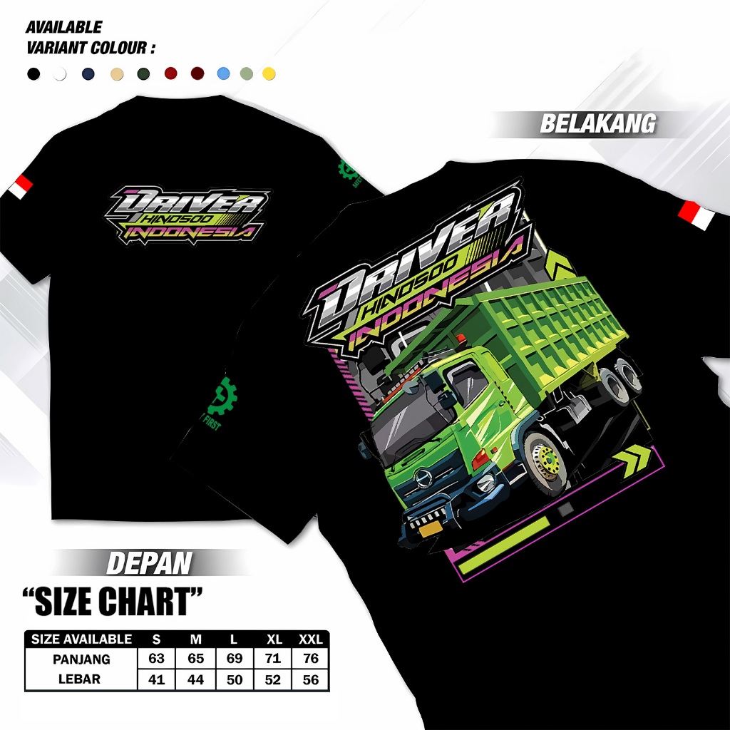 BAJU KAOS DRIVER TRUCK HINO 500 INDONESIA - KAOS MURAH - KAOS PREMIUM - KAOS TERBARU - KAOS VIRAL - 