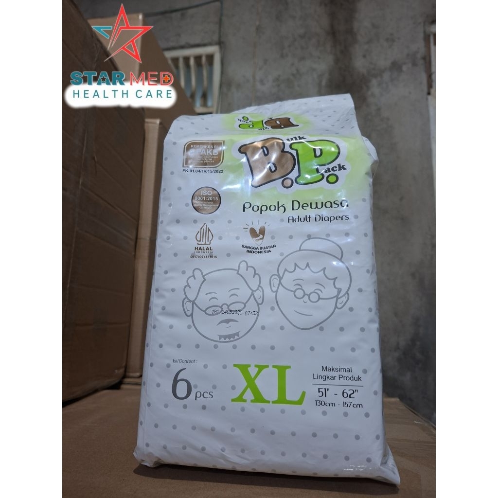 POPOK DEWASA BP Diapers Adult BP Popok Dewasa/Pampers Dewasa model Perekat | Uk. XL (6pcs)