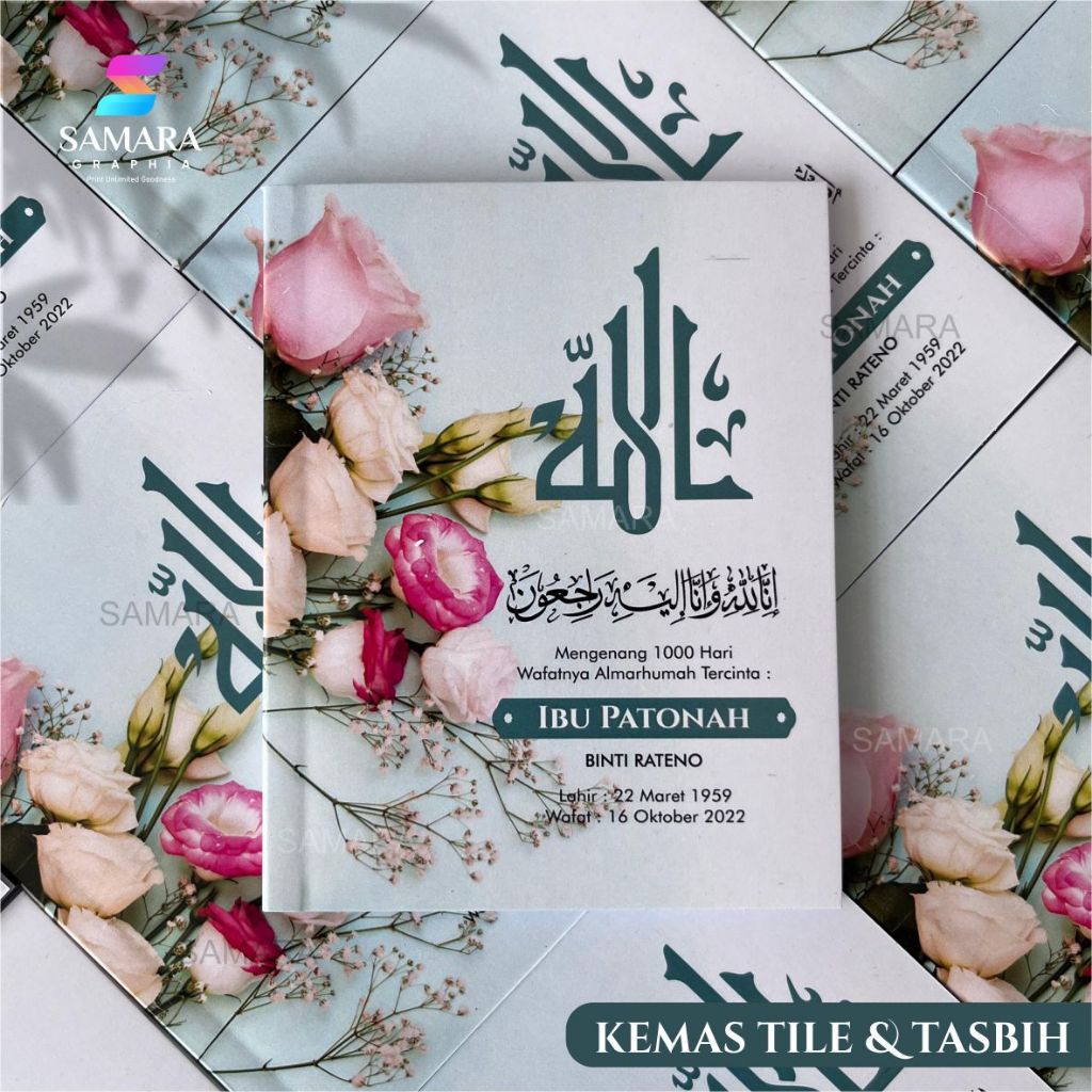 Buku Yasin dan tahlil custom Souvenir tahlilan lengkap foto almarhum 40 hari 100 1000 hari ROSE 2