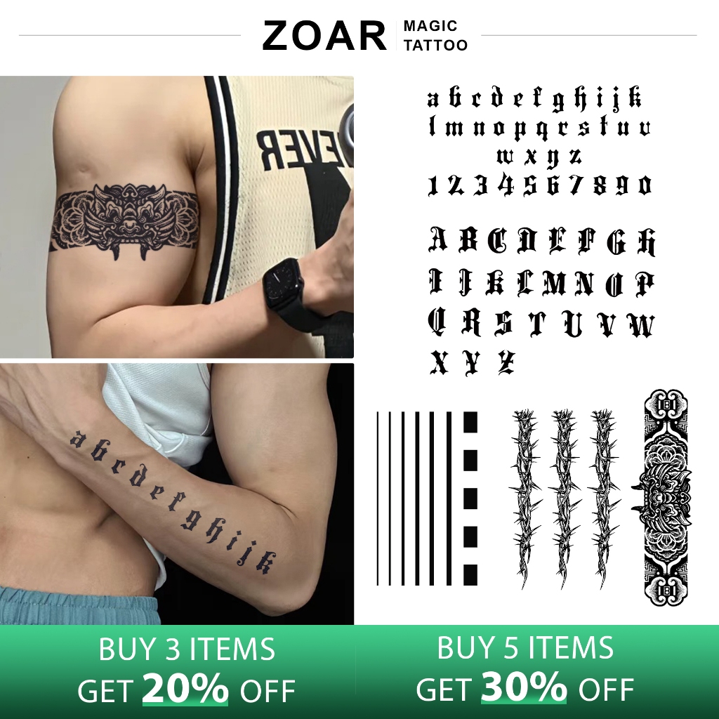 stiker tato sementara  ZOAR  Y25   Kombinasi sinar  Tahan lama Tattoo menempel dekorasi seni untuk p
