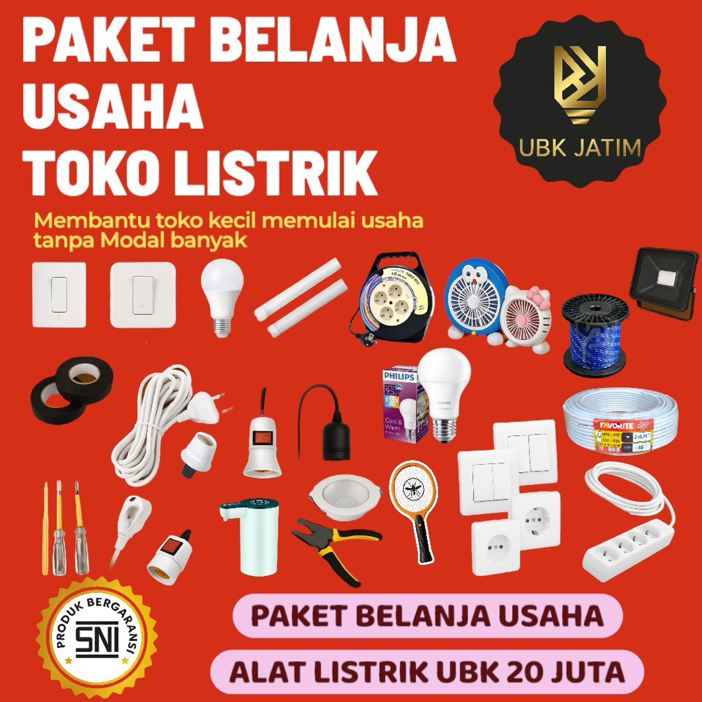 Paket Belanja Usaha Toko Listrik Modal 20 Juta | Saklar Stop Kontak Lampu Kabel | Harga Grosir