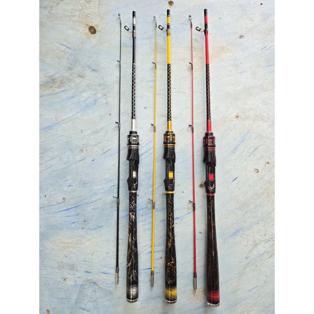 Joran Pancing Udang Custom 125cm ( Stik Fiber Solid ) Gagang Carbon Forget
