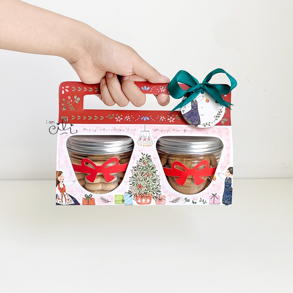 

(BOX 2 JAR 400 ml NATAL ) kotak kue kering isi 2 toples tabung 400ml natal christmas (isi 10)