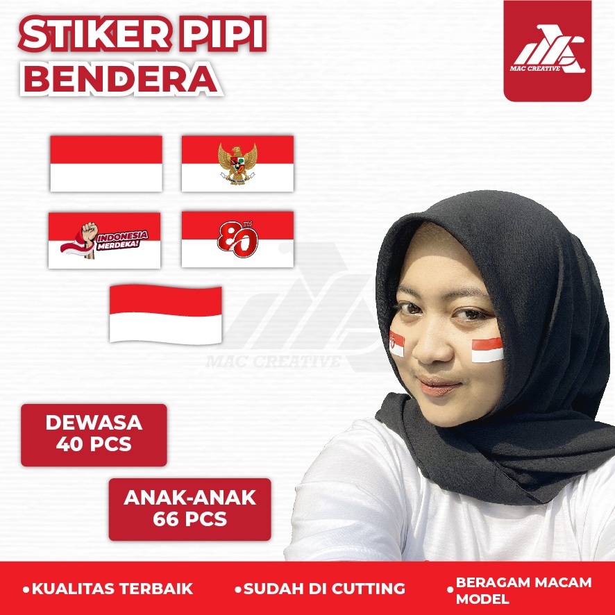 

Stiker Pipi Merah Putih Isi 40pcs & 66pcs - Stiker Tempelan Pipi Bendera Indonesia HUT RI 17 Agustus