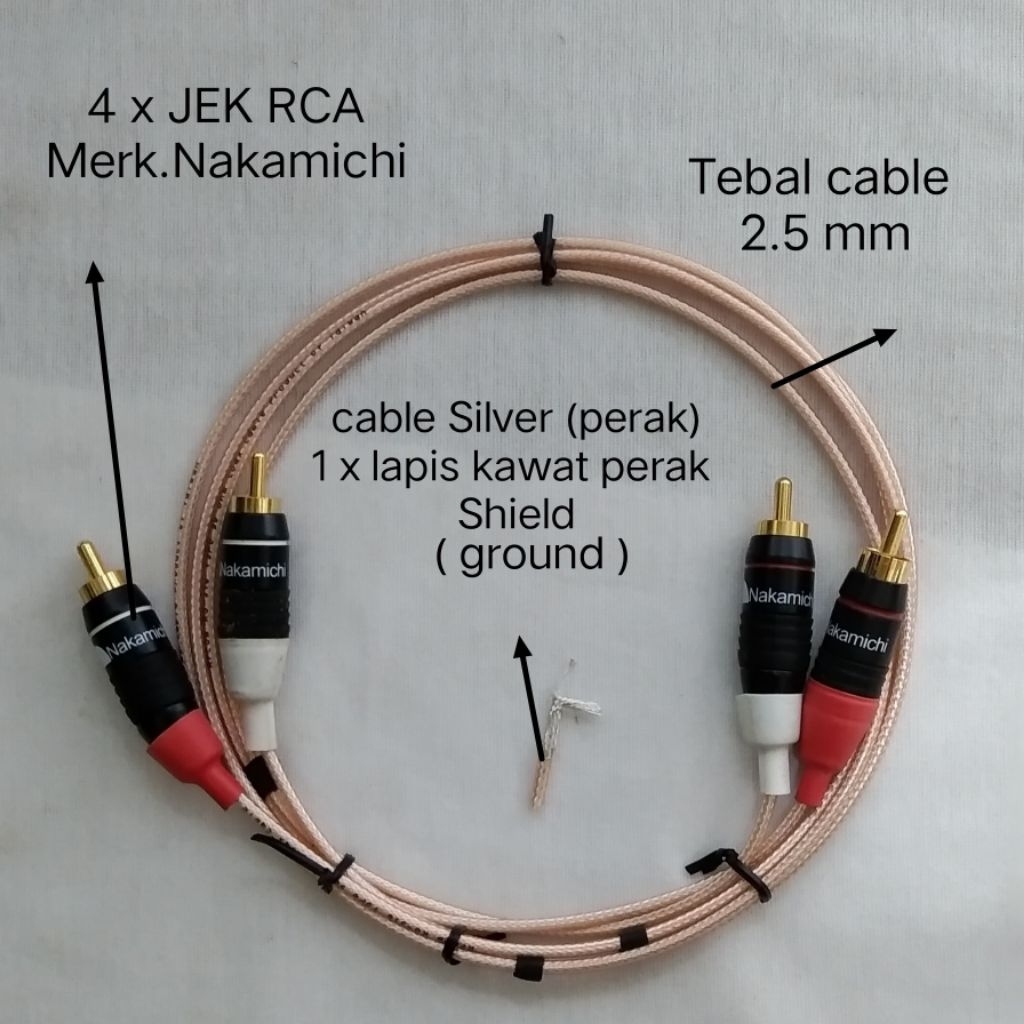 cable Silver kawat perak 1 lapis ground untuk Amplifier Hybrid / Hi- end
