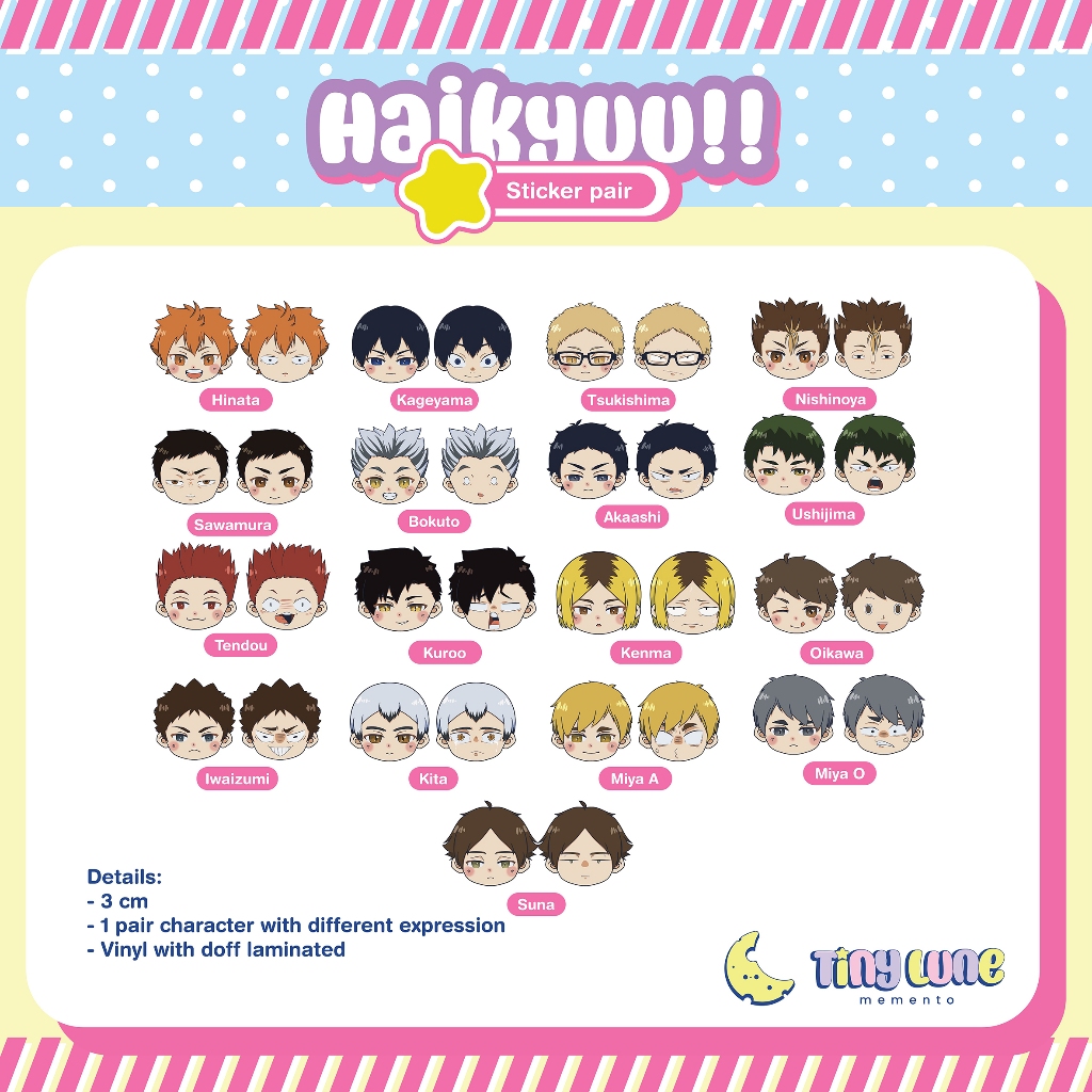 

[Doff Sticker] Haikyuu Head Sticker 1 pasang (2 ekpresi) (Minimal pembelian Rp.15.000)