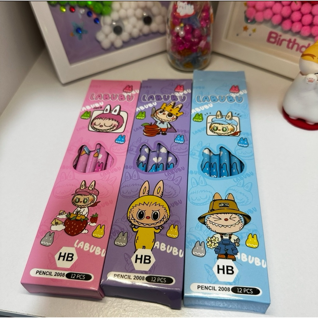 

Purple PL002 Pensil 1 Lusin isi 12pcs HB Labubu Pensil Kayu HB Fancy Kartun Labubu hadiah ulang tahun sekolah gift