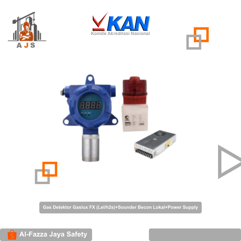 Gas Detektor Gaslux FX (Lel/h2s)+Sounder Becon Lokal+Power Supply Original