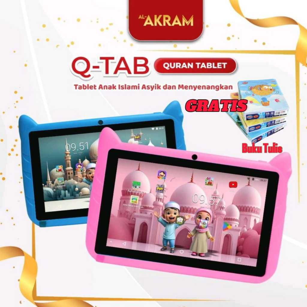 BUY 1 GET 10 QTAB AL AKRAM FREE BUKU TULIS 1 PAK Q-TAB TABLET ANAK EDUKASI QUR'AN TAB AL AKRAM TABLE