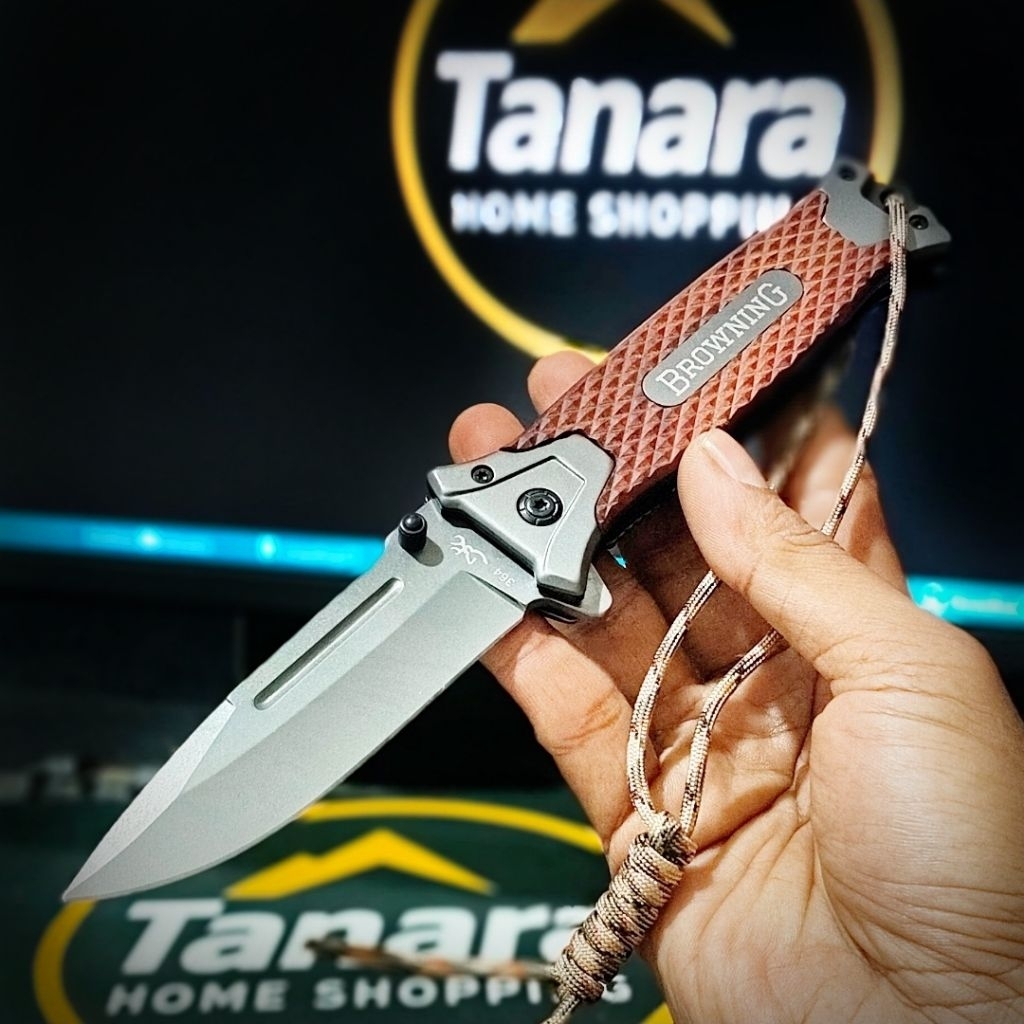 Pisau Survival Lipat Tactical Browning  " Titanium Solid stell anti karat