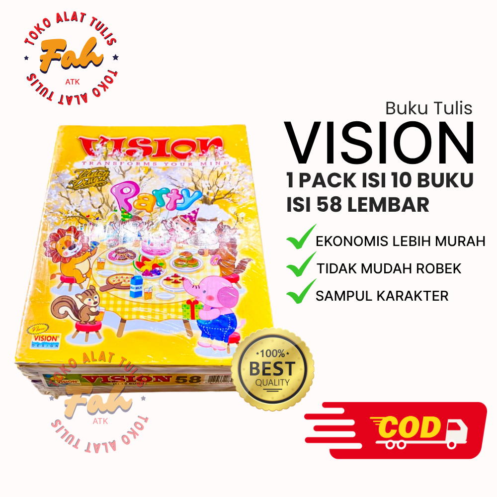 

Buku Tulis Vision 58 lembar isi 10 pcs / Buku Tulis Vision 58 lembar 1 pack