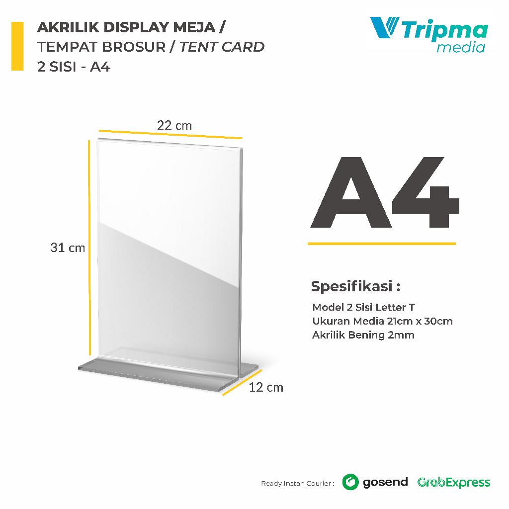 

Akrilik Display Meja / Tempat Brosur / Tent Card A3 - 2 Sisi Letter T