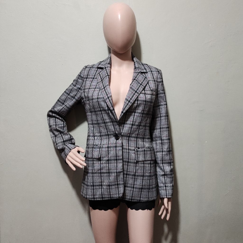 BONNIE ALEX Blazer flanel oversize outer kemeja flanel blazer Tartan blazer vintage blazer y2k blaze