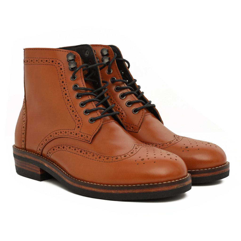 Sepatu Boots Kulit Asli - VIGOS Wingtip Boots