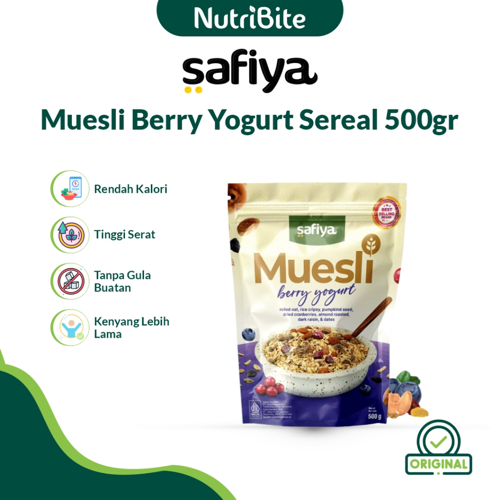 

Safiya Muesli Berry Yogurt 500 Gram Sereal With Almond Premium