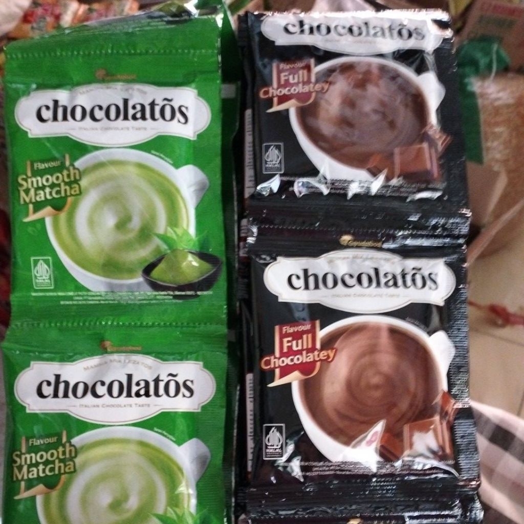 

Chocolatos renteng 2 rasa renteng isi 10 saset/chocolatos full chocolatey/smooth matcha