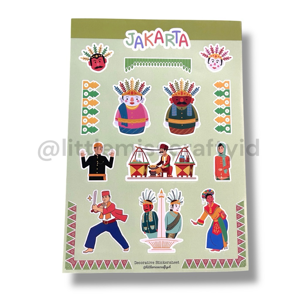 

Stiker jakarta ondel-ondel budaya indonesia pelajaran sekolah