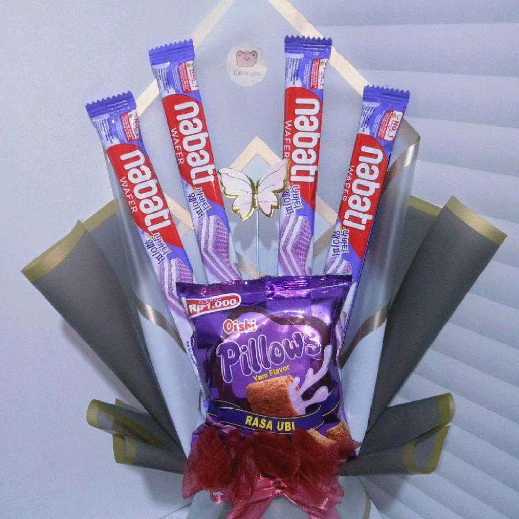 

buket Snack edisi warna ungu