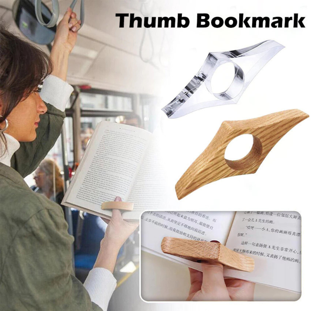 

Book Page Holder Aesthetic Wooden/Acrylic Thumb Book Reading Assistant - Penyangga Halaman Buku - Ring Book Pembatas Buku