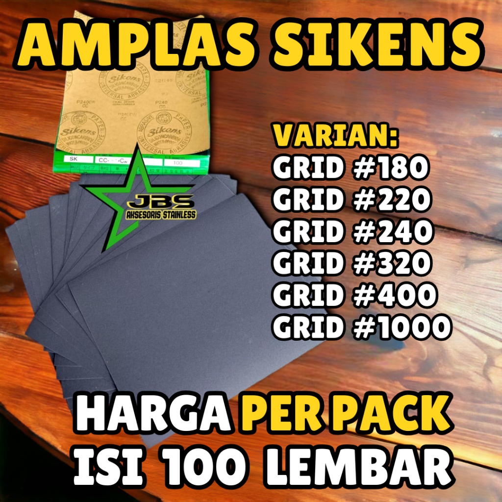 [100 PCS] AMPLAS SIKENS GRIT 180 220 240 320 400 1000 AMPLAS STAINLESS, BESI, DUCO, CAT, KAYU