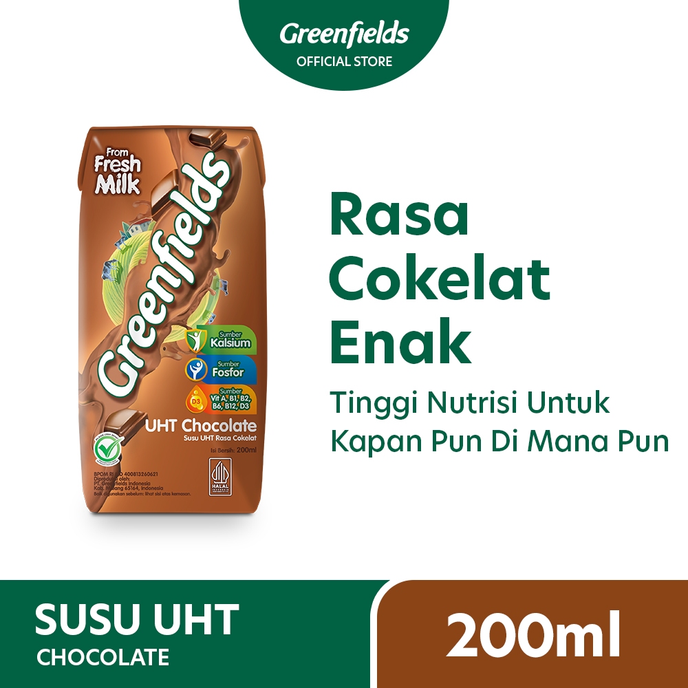 

[LEBIH HEMAT] Susu Greenfields UHT Chocolate 200ml x 1 Karton