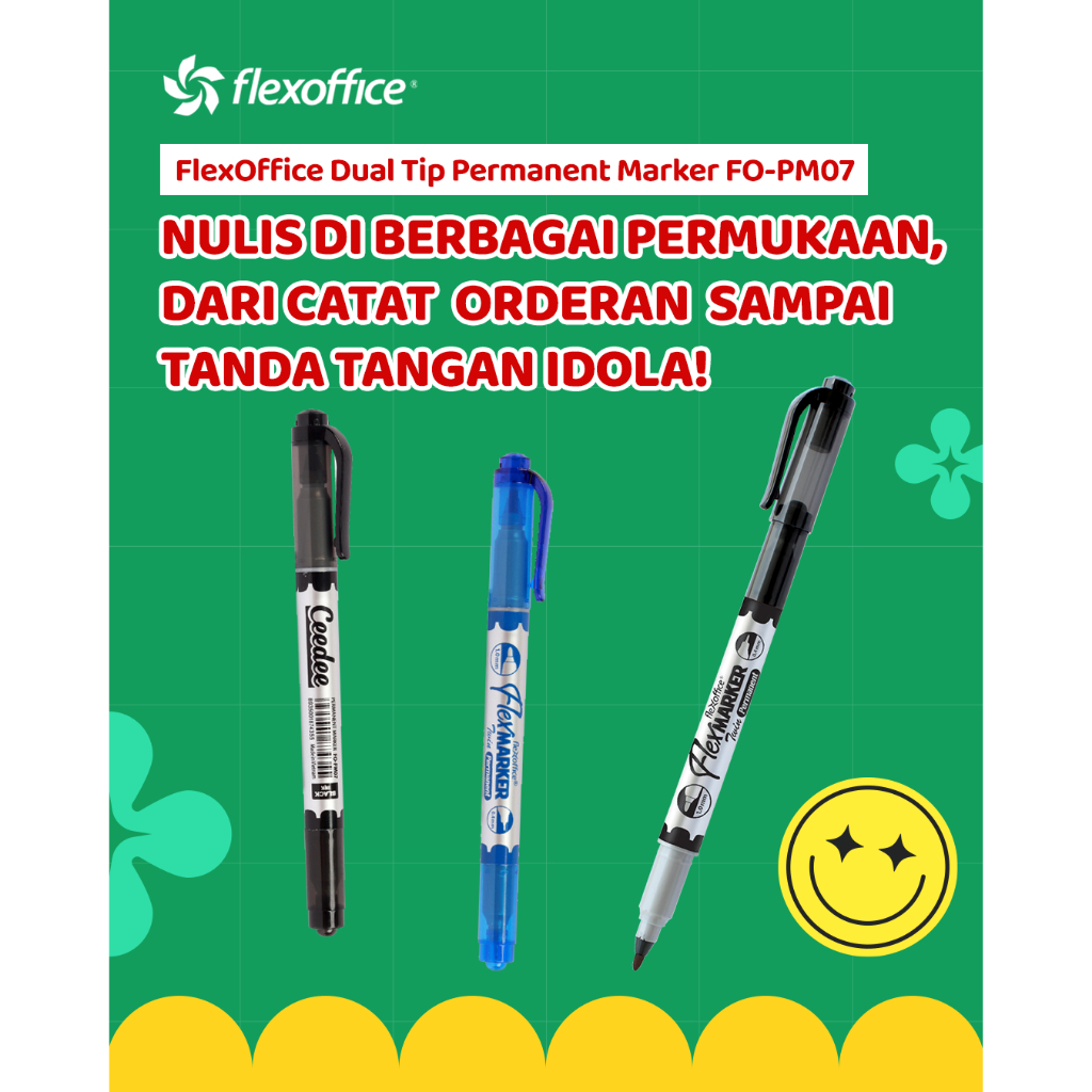 

FlexOffice Dual Tip Permanent Marker FO-PM07 spidol permanen dua tip jelas mudah mantap