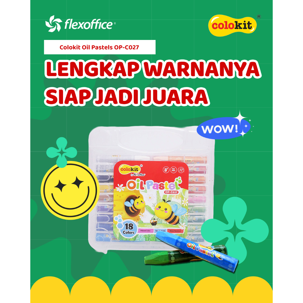 

FlexOffice Colokit Oil Pastel OP-C027 18 Warna/Set krayon anak set lomba warna pantone cerah krayon