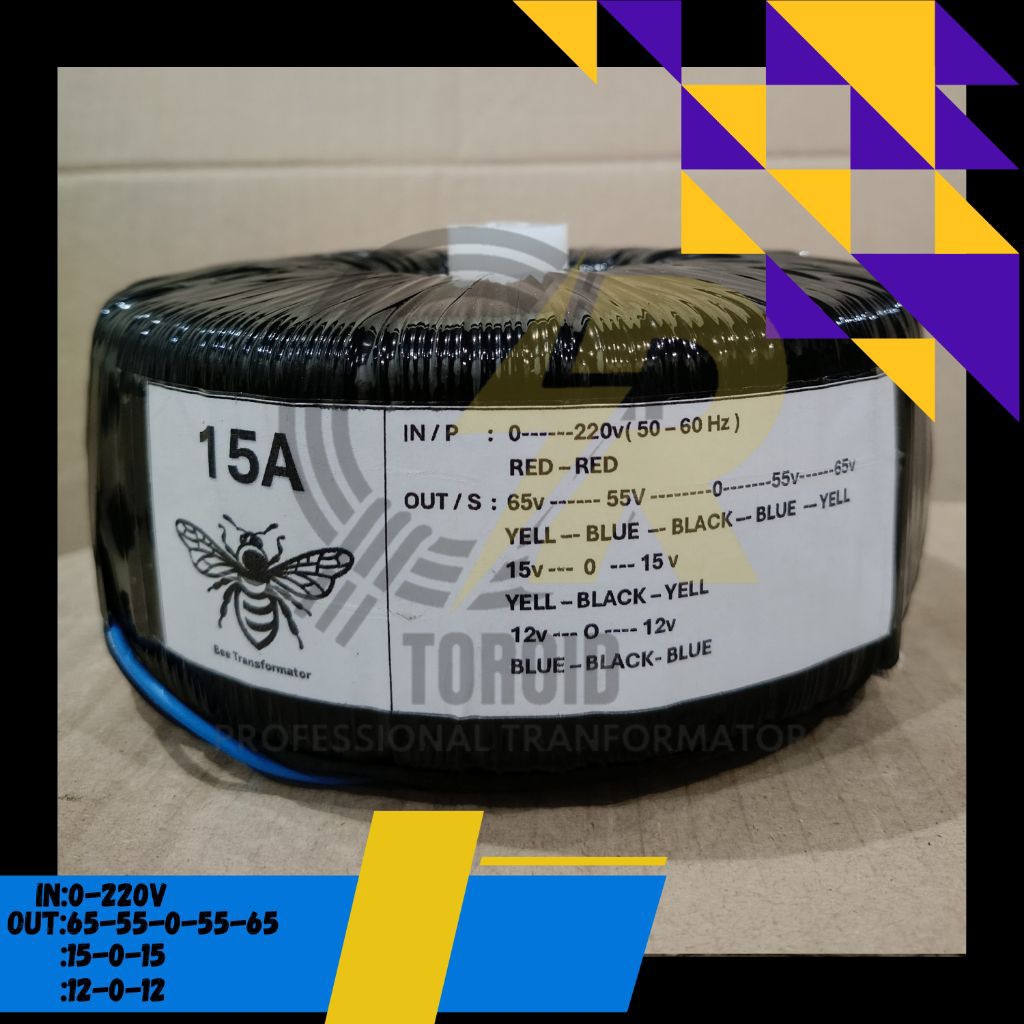 TRAFO TOROID 15A CT 65v - 55v