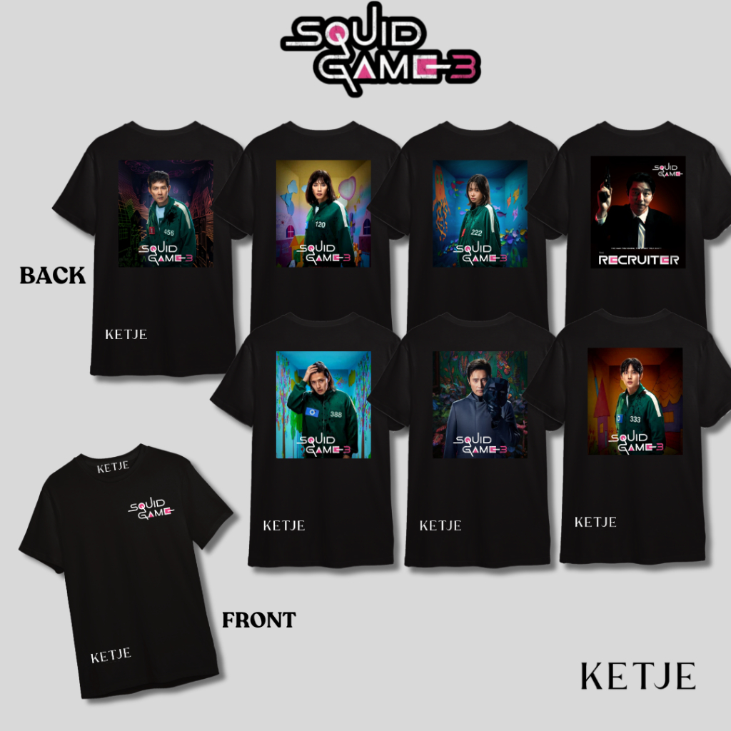 Ketje - Kaos Baju Korea Kdrama Netflix Squid Game Seong Gi Hun Gihun Lee Jung Jae Hyun Ju Park Sung 