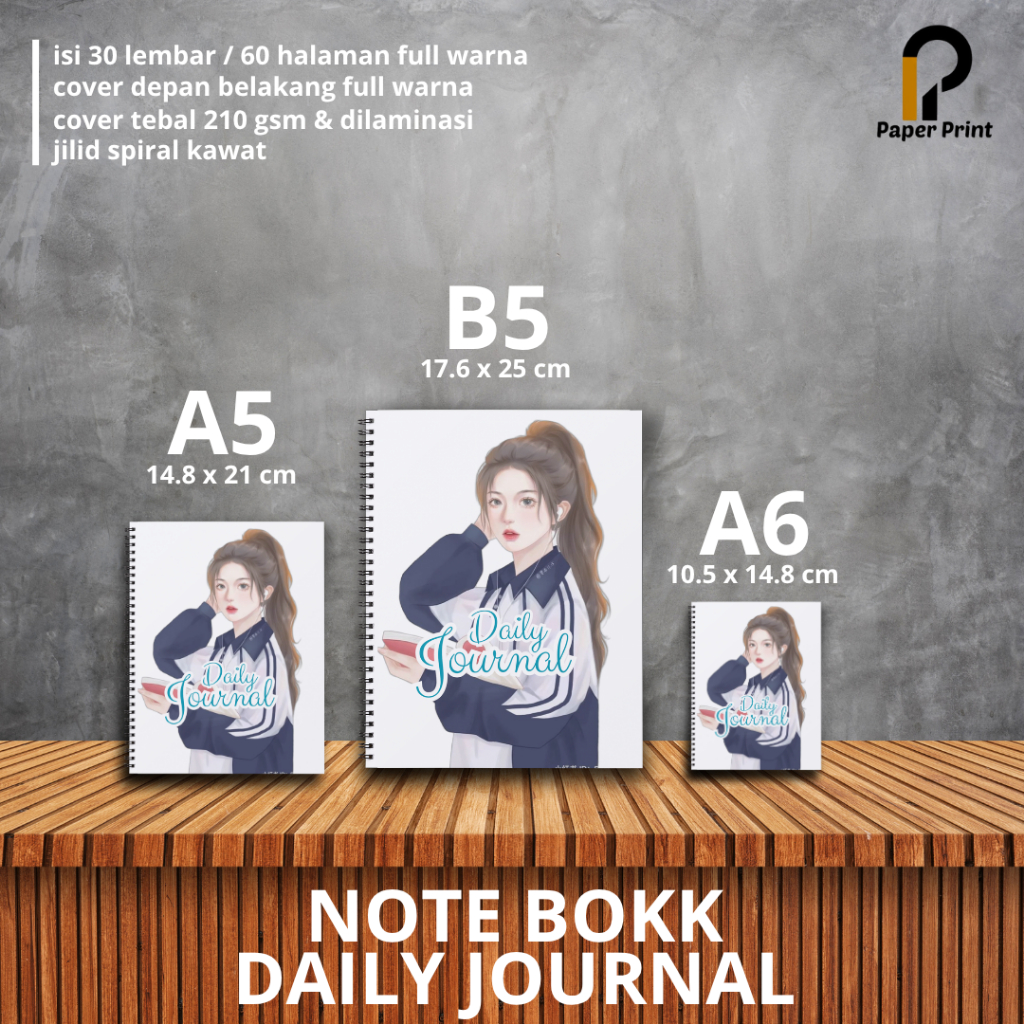 

Paper Print Notebook Journal Daily Full Print Warna/Daily Planner Aesthetic