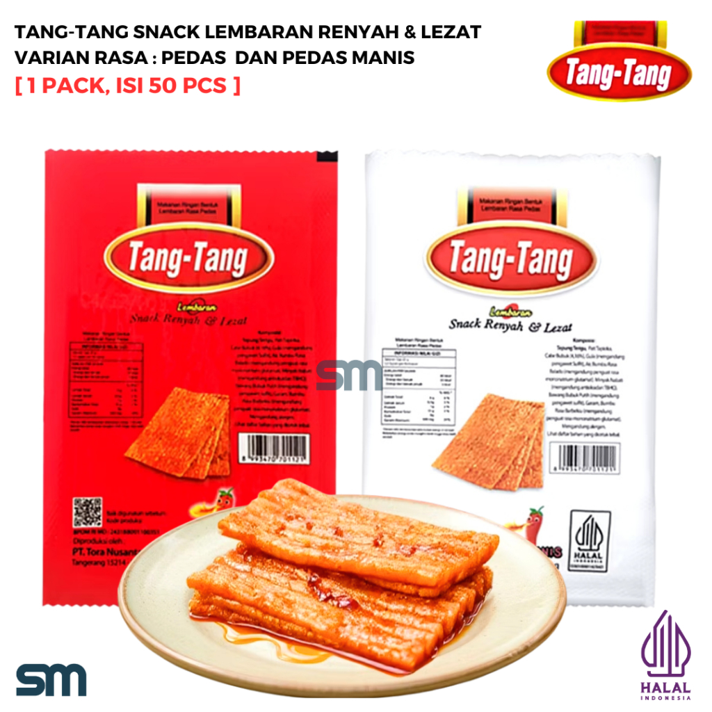 

[HALAL] Tang Tang Snack Lembaran Pedas [1 Pack, Isi 50 Pcs]