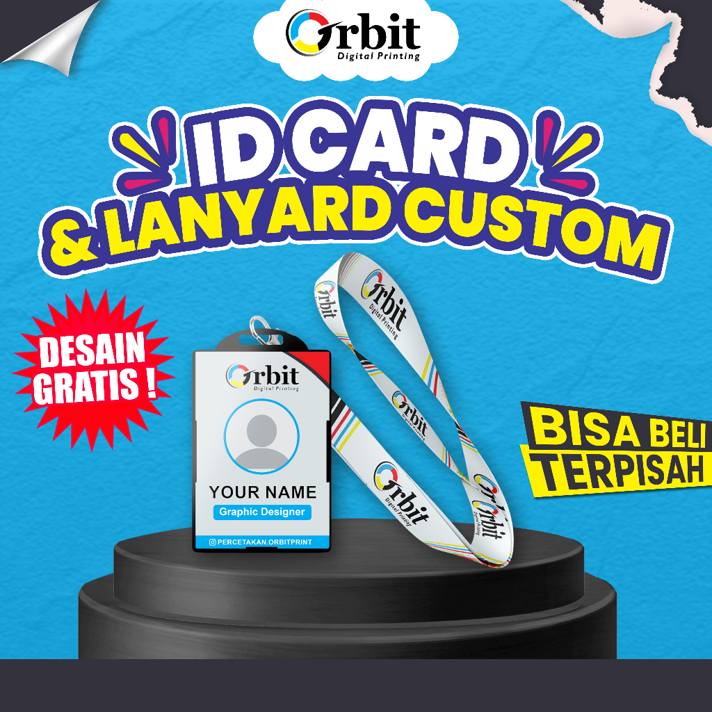

ORBIT - ID Card & Lanyard Custom 1 Sisi/2 Sisi Desain Gratis