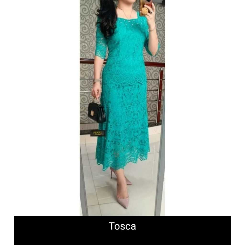 Renda Premium Stelan Kebaya Brokat Leher Persegi Women/Baju Kebaya kekinian