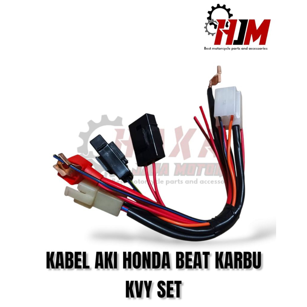 HJM-KABEL AKI HONDA BEAT CARBU KVY SET SET SOCKET BENDIK KABEL ACCU BEAT KARBU  SET RUMAH SIKRING SO