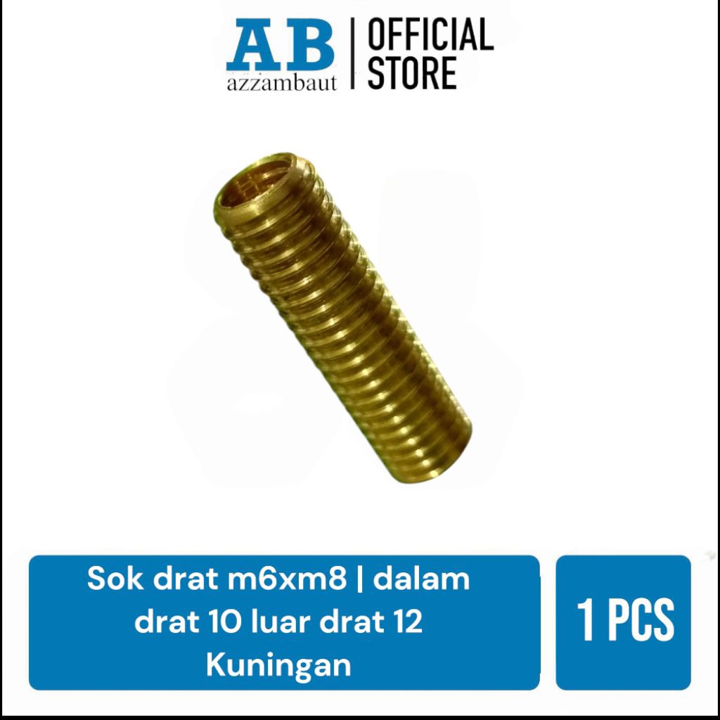 sok drat Bos drat recoil m6xm8 Kuningan dalam drat 10 luar drat 12