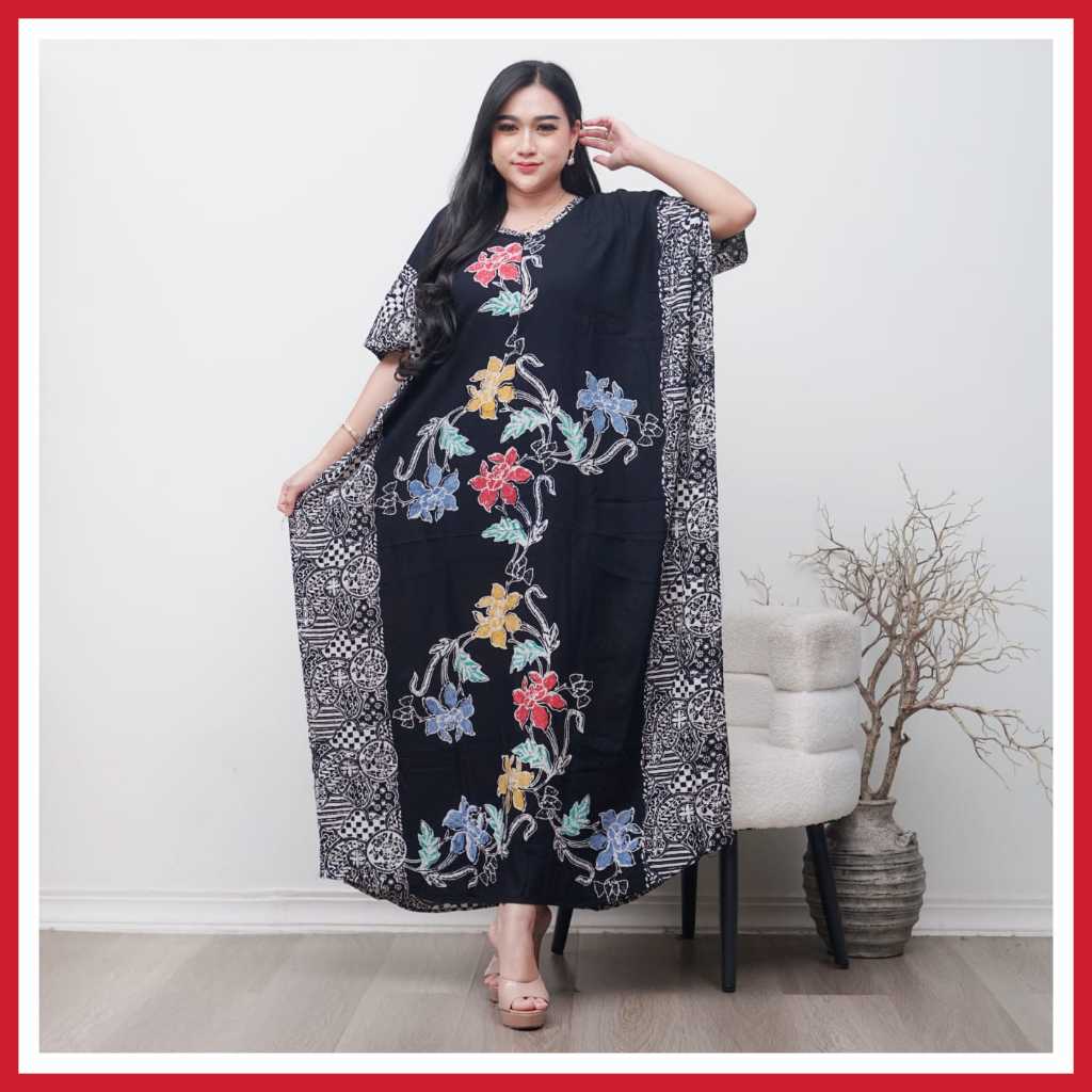 Daster Rosalia Daster Lowo Encim Hitam Cap Malaman Jumbo Bumil Busui Bahan Rayon Super Adem Nyaman