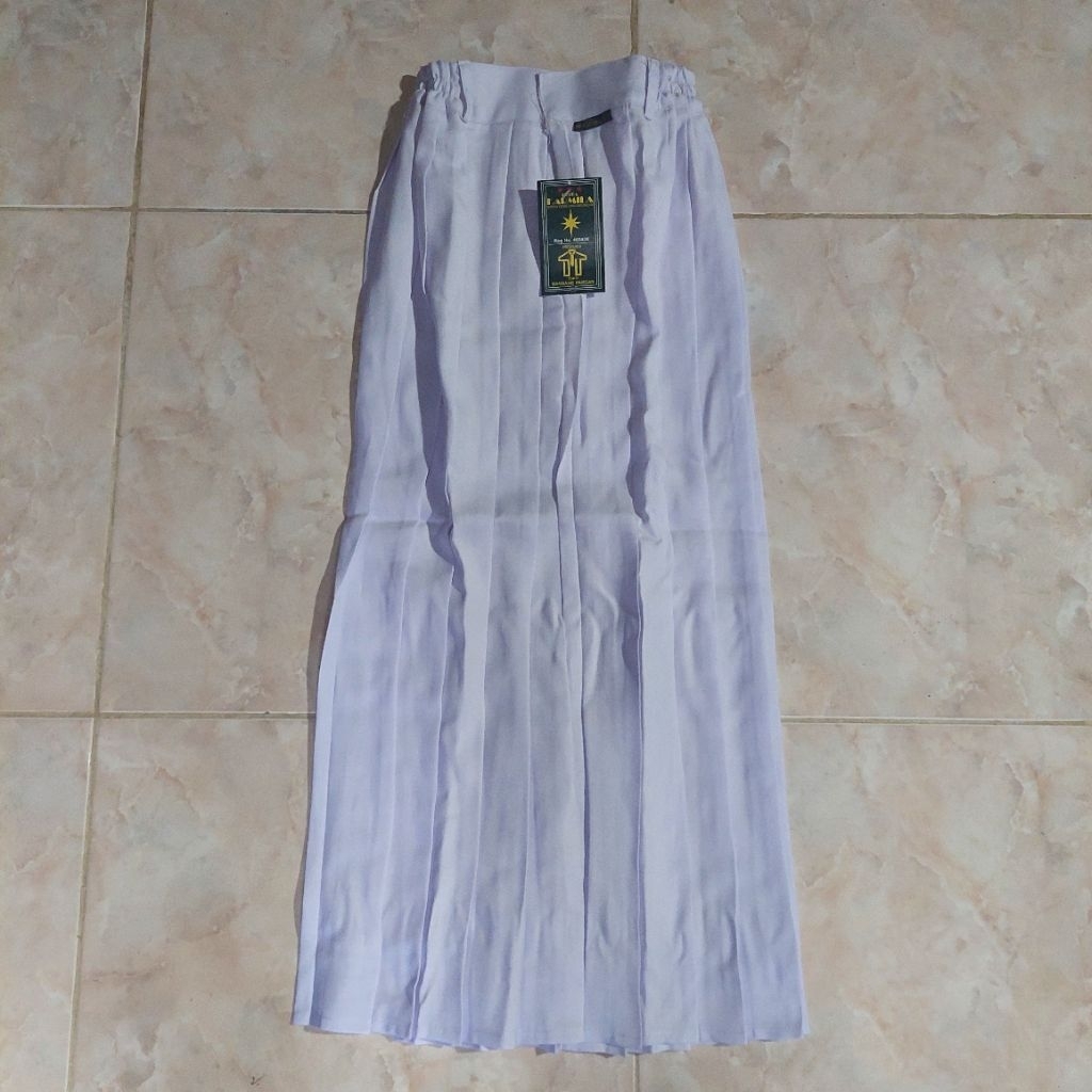 Rok PUTIH REMPEL sekolah / ROK sekolah putih LIPIT KELILING karmila