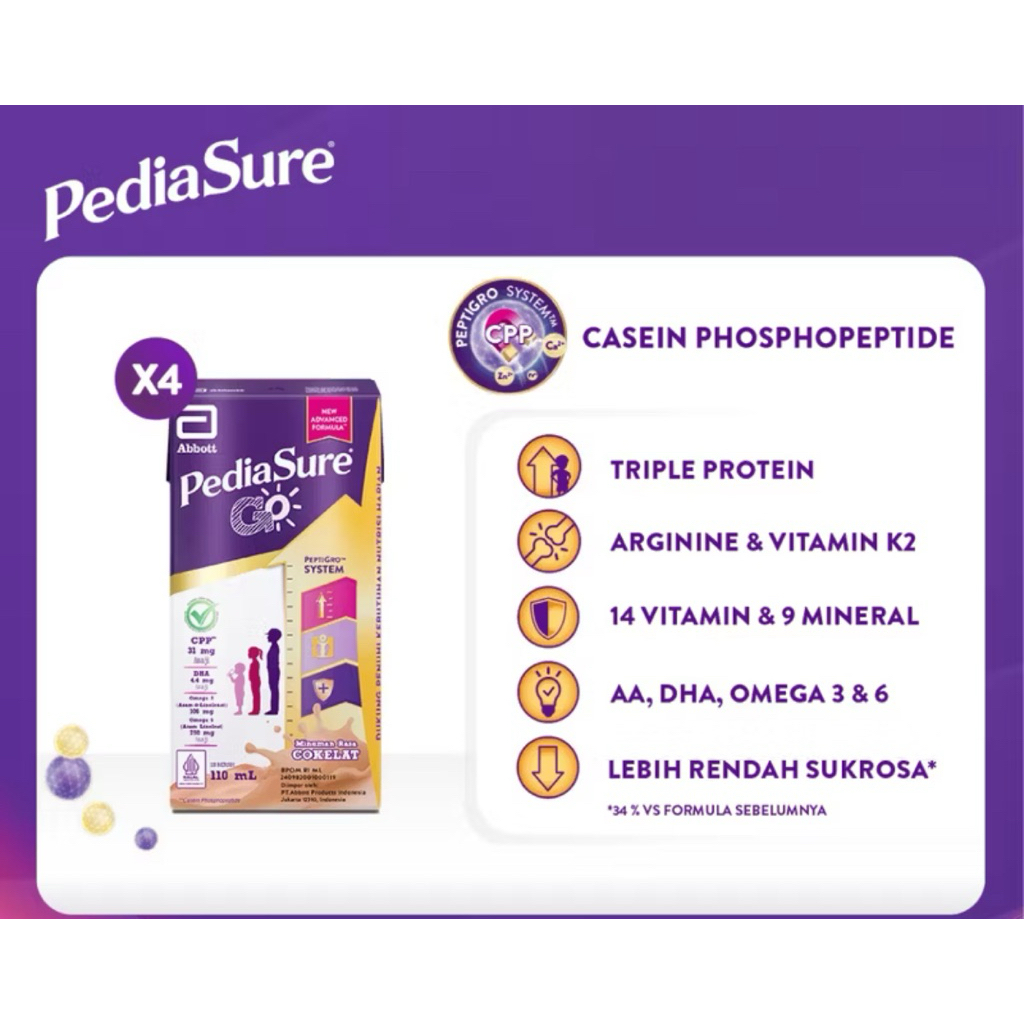 

Pediasure Go UHT 110ml rasa coklat
