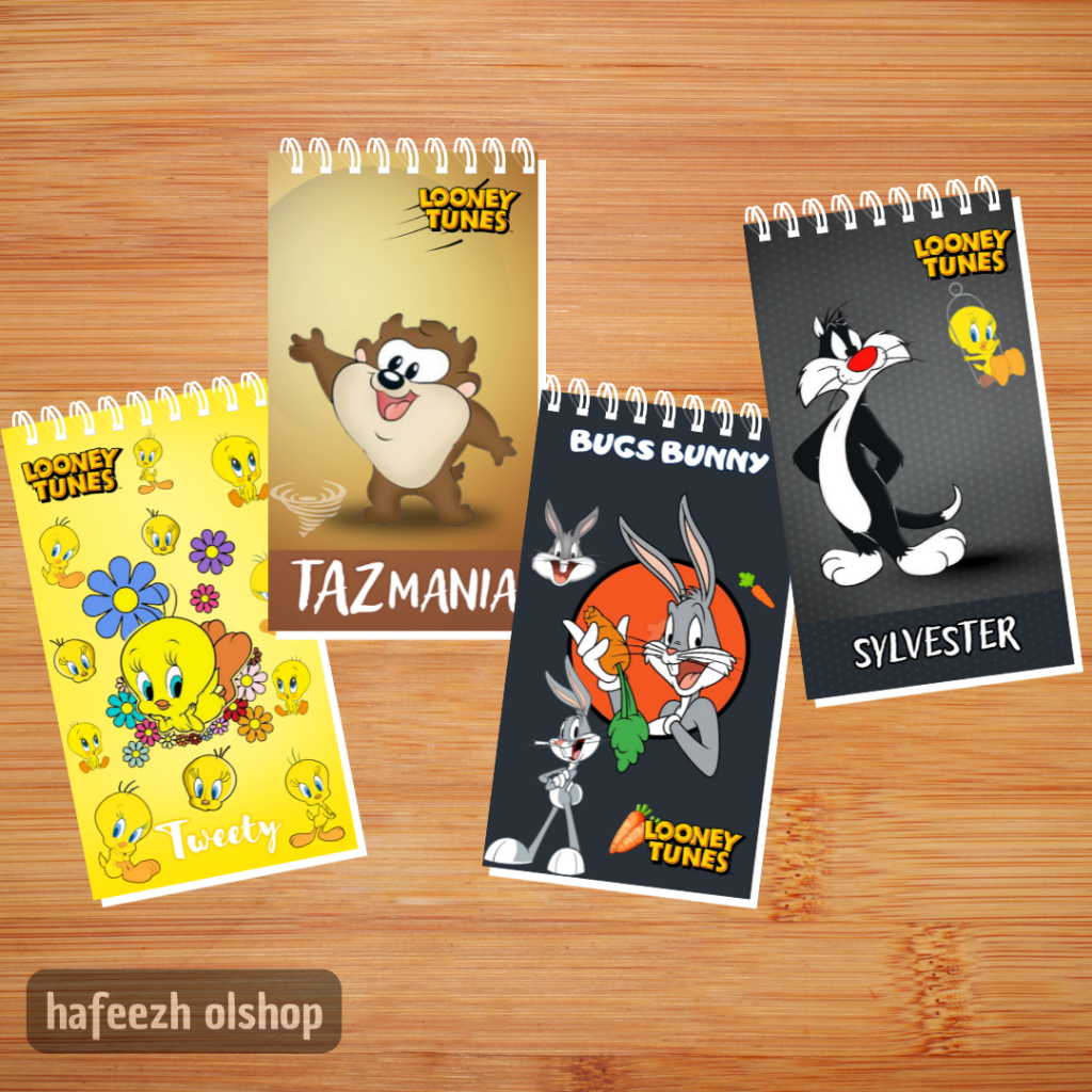 

Buku Catatan Notebook Notes Notepad Spiral Tweety Tazmania Bugs Bunny Bisa Custom