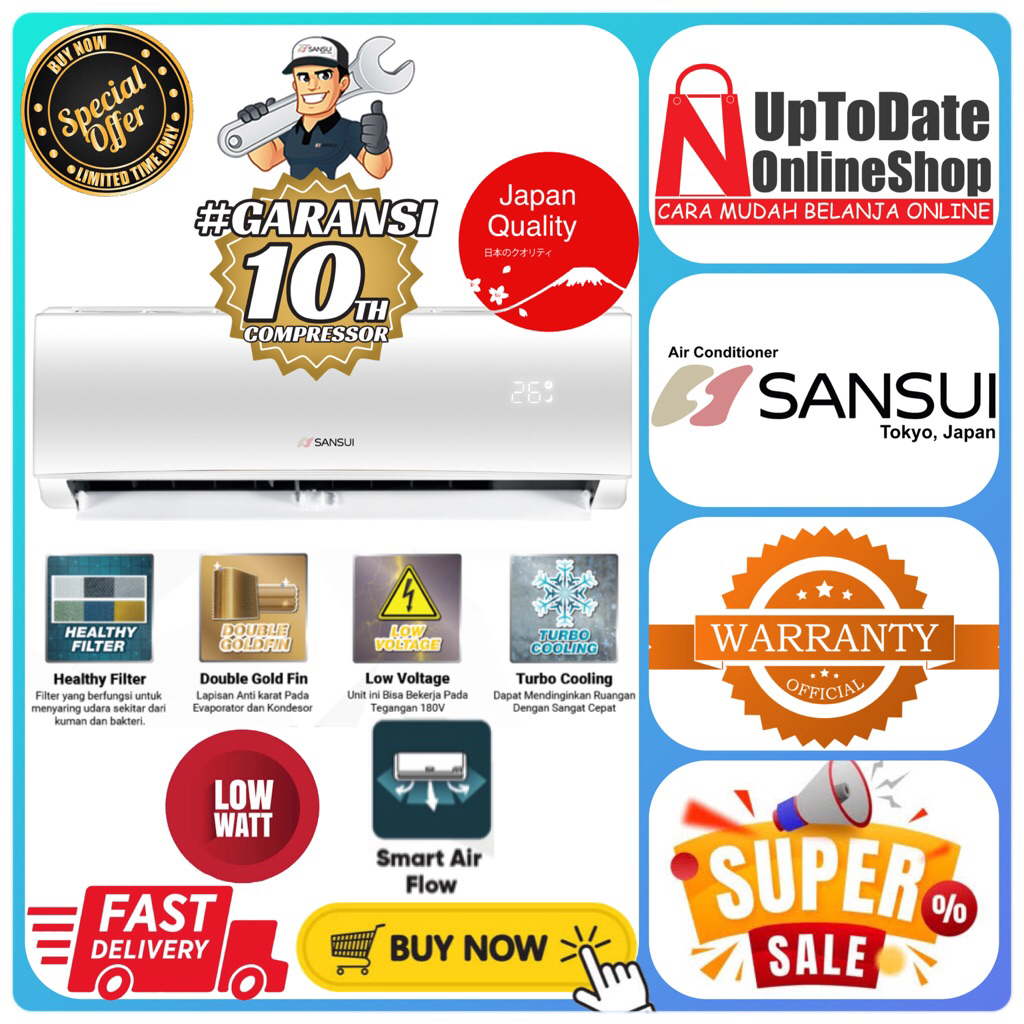 AC SANSUI L09S2 L 09S2 L09 S2 SUPER COOLING STANDARD 1 PK JAPAN QUALITY IFEEL FEATURES AC SANSUI SUP