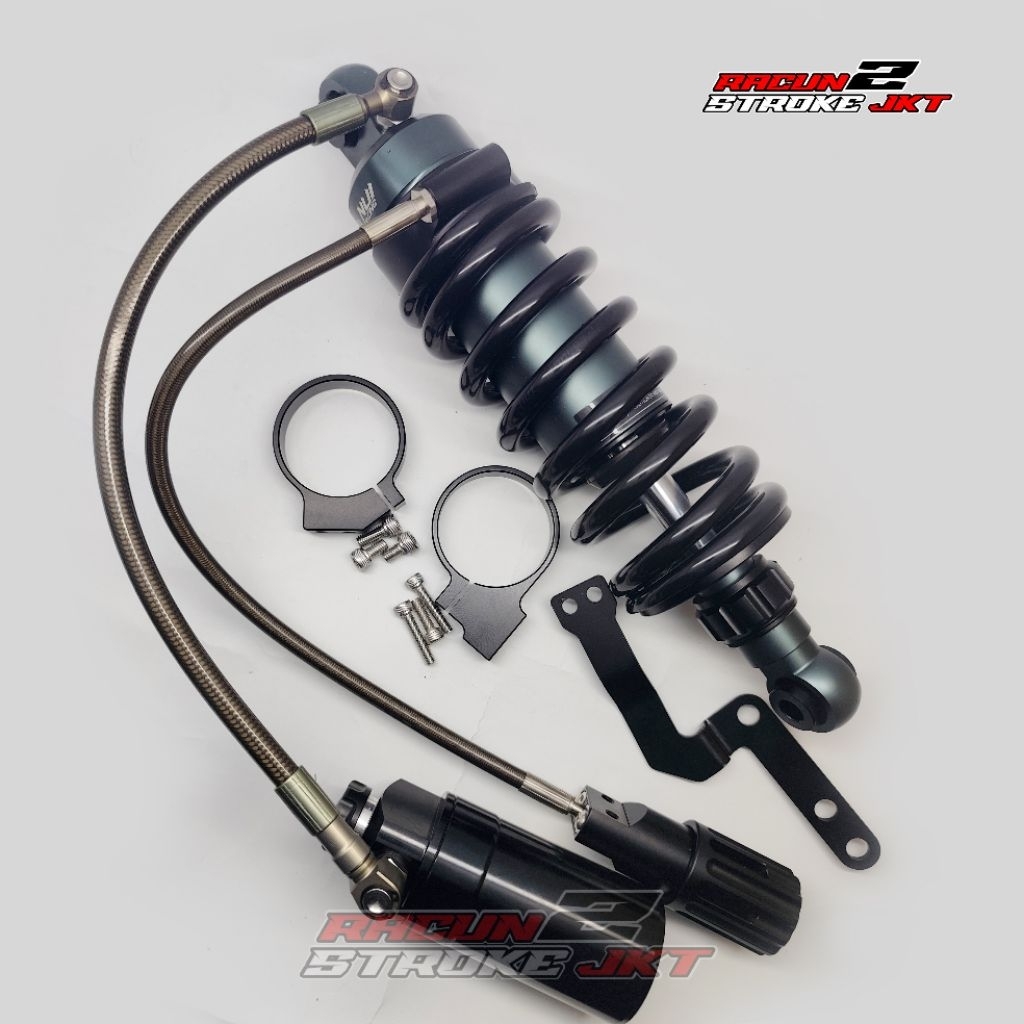 MONO SHOCK BELAKANG NUI RACING NINJA R SS DOBEL TABUNG ORIGINAL NUI RACING HITAM AS TITANIUM