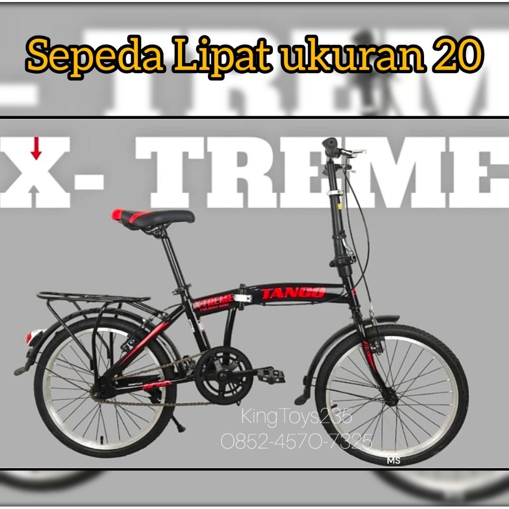 Sepeda Lipat Ukuran 20 inch 20"  Besar Kokoh Dewasa Uni Sex Anak Cowok Cewek Perempuan Laki2 Kado Po