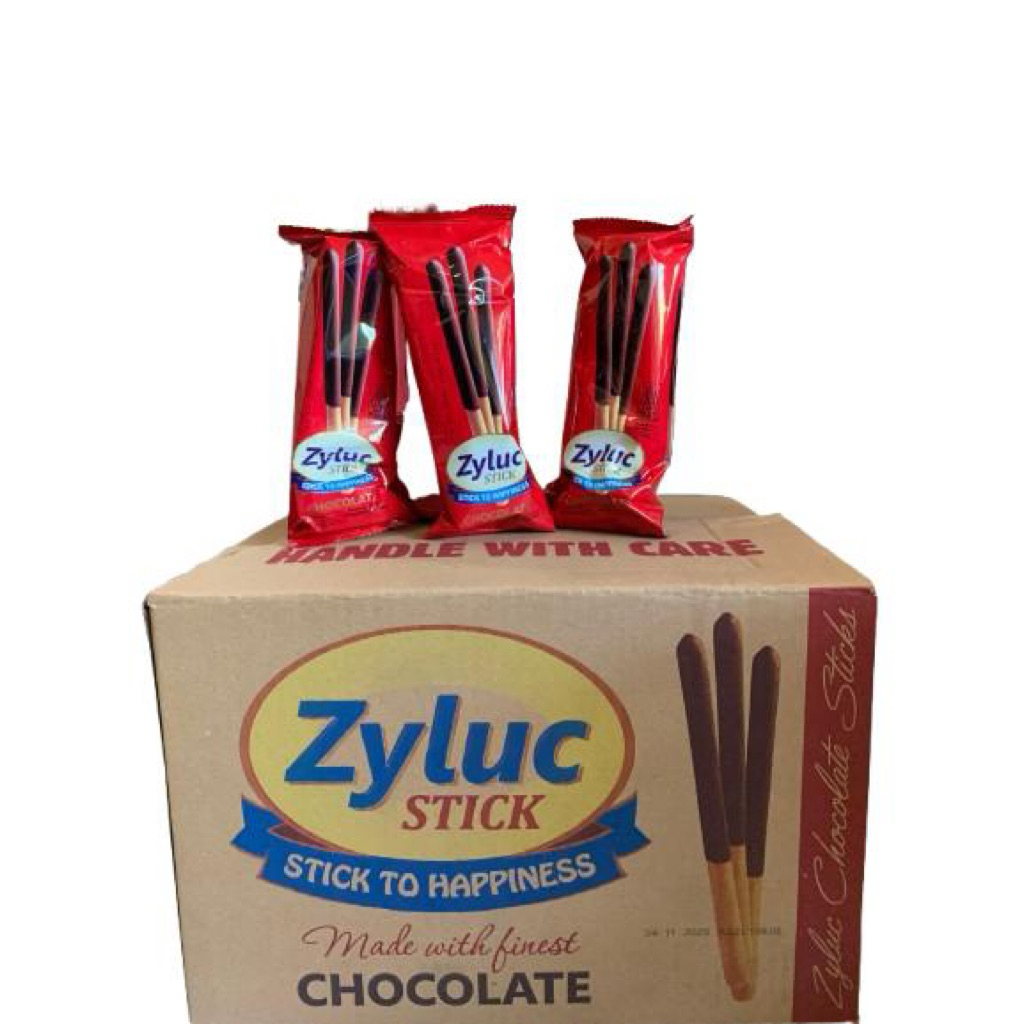

Zyluc Stick 1 karton isi 33gr x 60 pcs ( biskuit coklat stick)