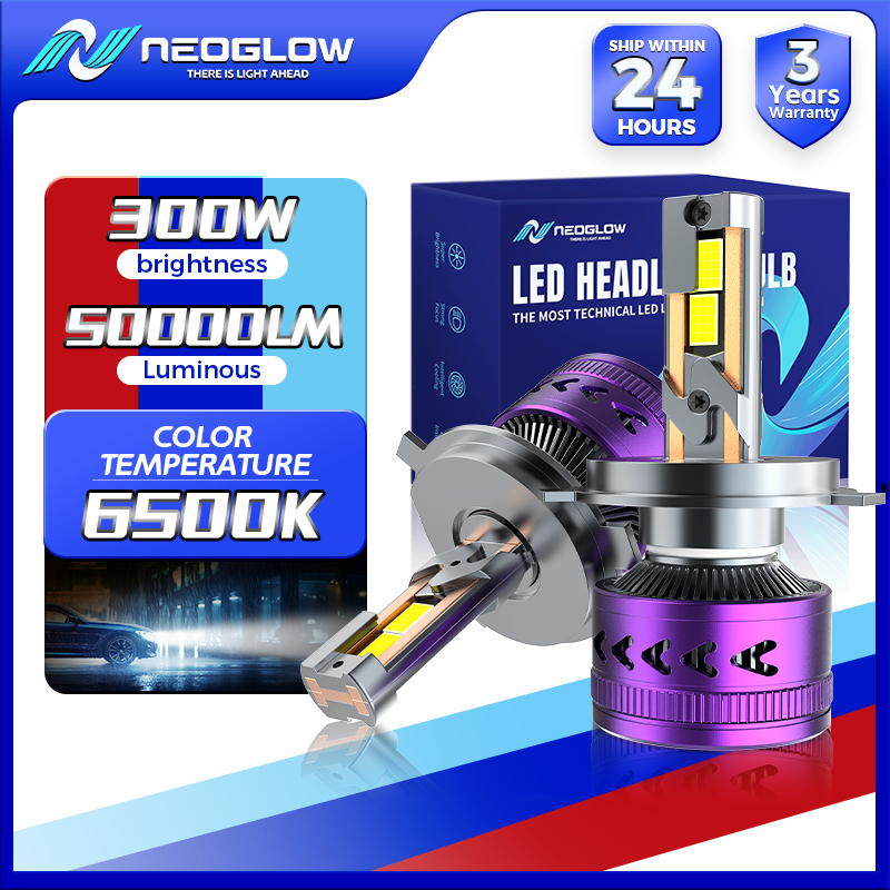 NeoGlow APOLLO Max 300W 50000LM LED Lampu Mobil H4/H11/9005 6500K, Super Terang, IP68 Tahan Air