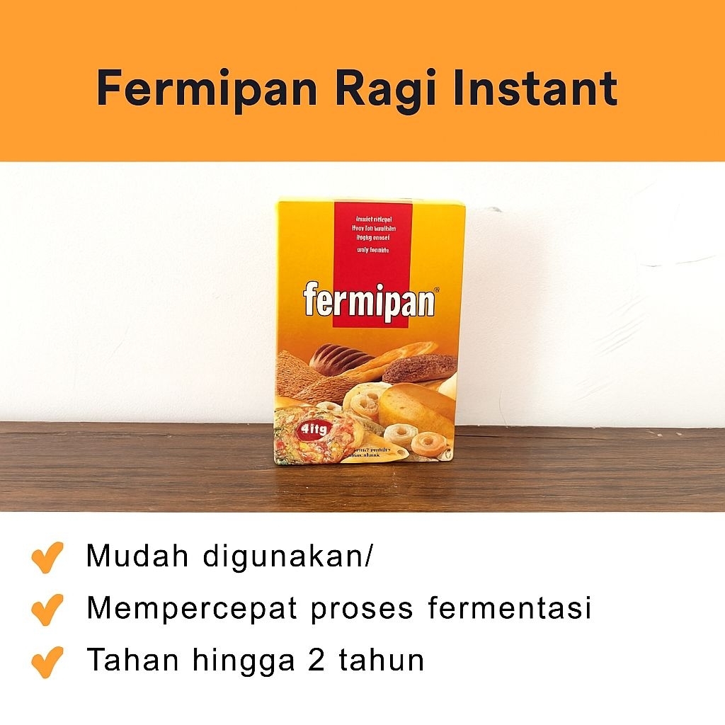

Fermipan Ragi Instant 4x11g | Ragi Kering Aktif untuk Roti, Donat, Kue