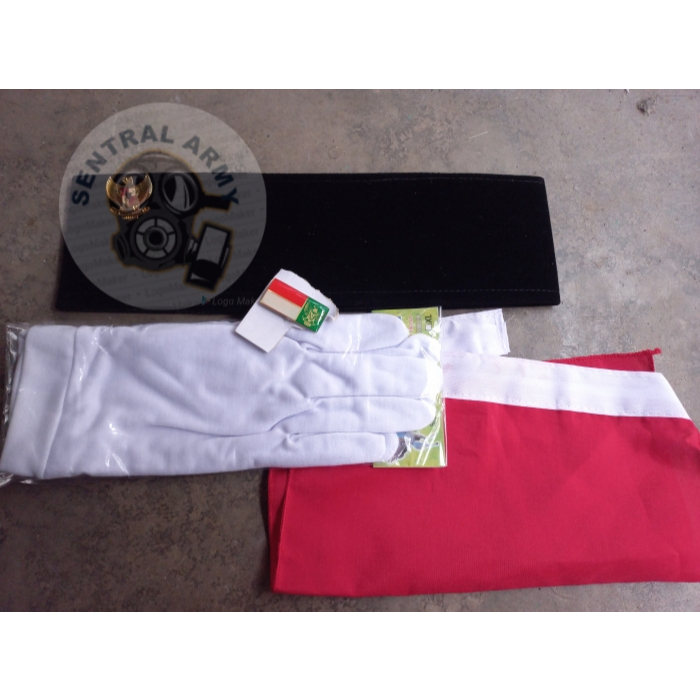 Perlengkapan Pakibra - Topi Paskibra Garuda Sarung Tangan LK Scraf