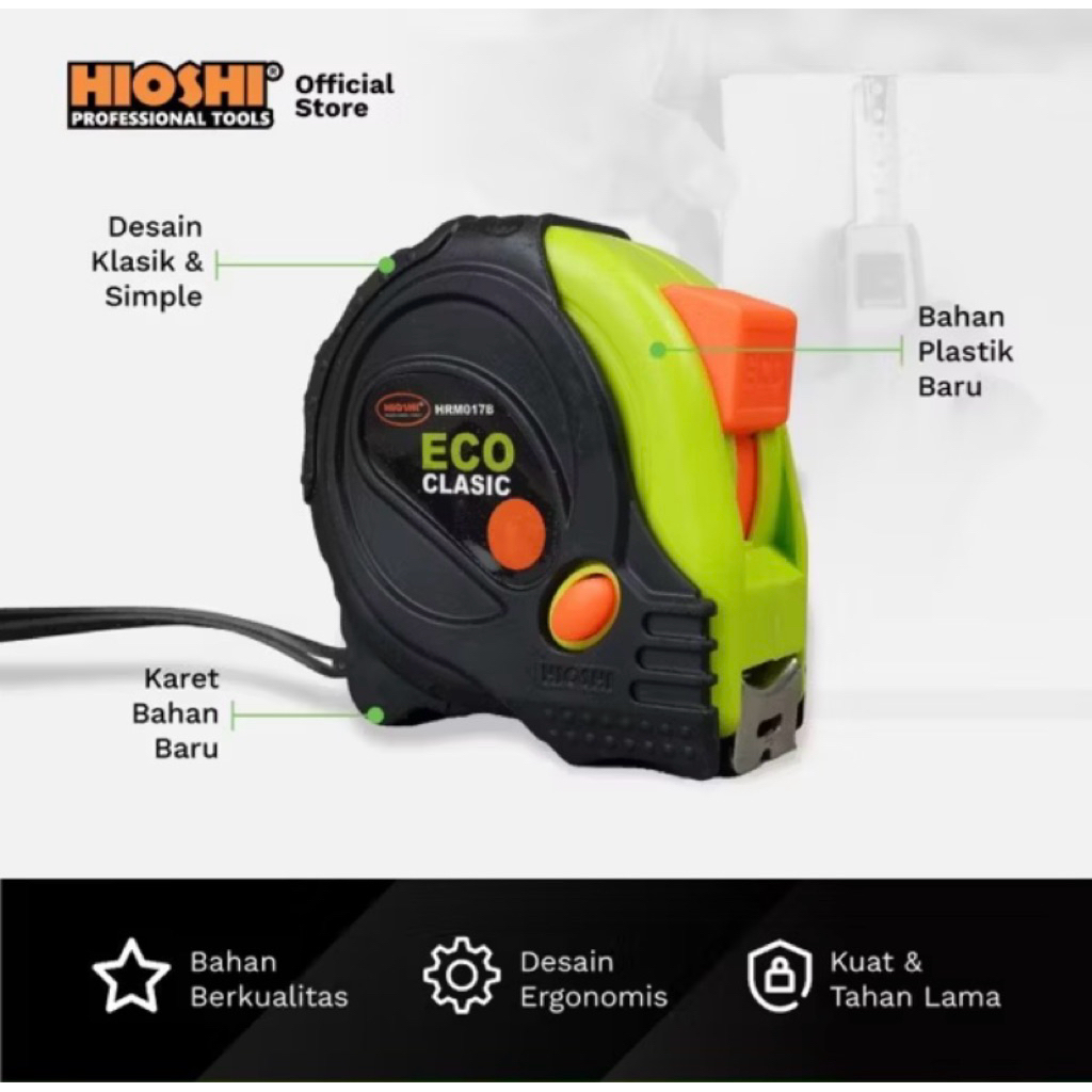 

Meteran ECO HIOSHI Roll meteran Serba guna/ Meteran Tukang 3M