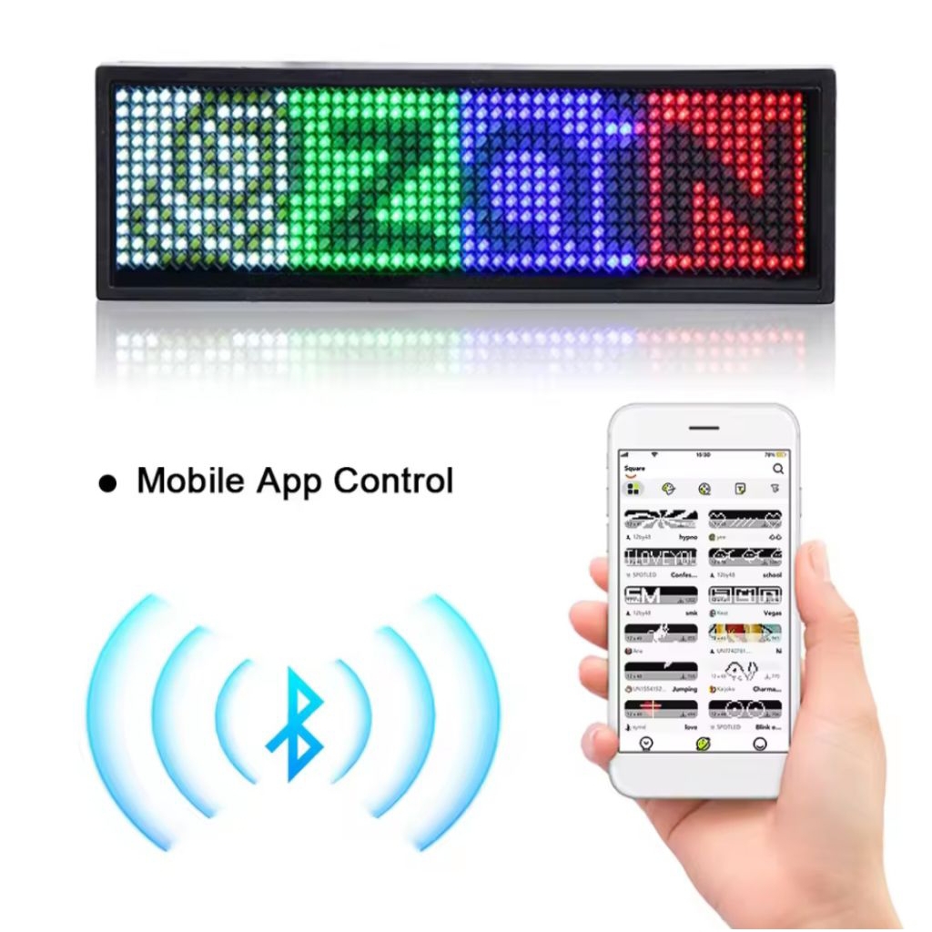 

LED Name Tag Multicolor Koneksi Bluetooth